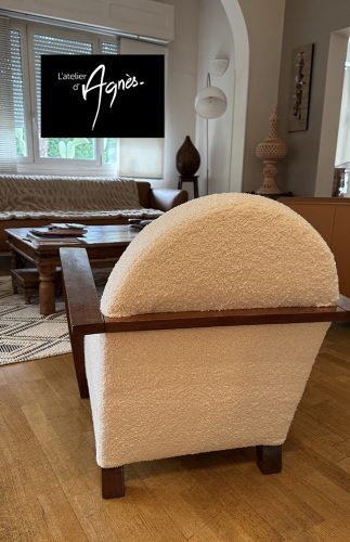 Fauteuil confort, tissus bouclettes